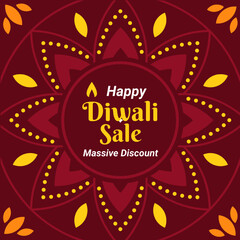 Happy Diwali Sale in Brown Background. Deepawali Sale. Vector Illustration. Massive Discount.