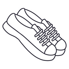Canvas shoes outline drawing, simple black and white line art icon illustration
