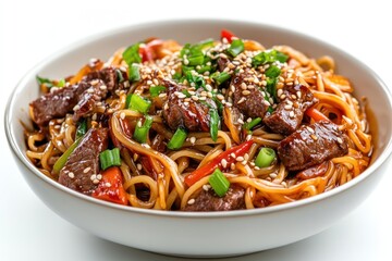 Close-up of Beef and Vegetable Stir-Fry with Sesame Seeds
