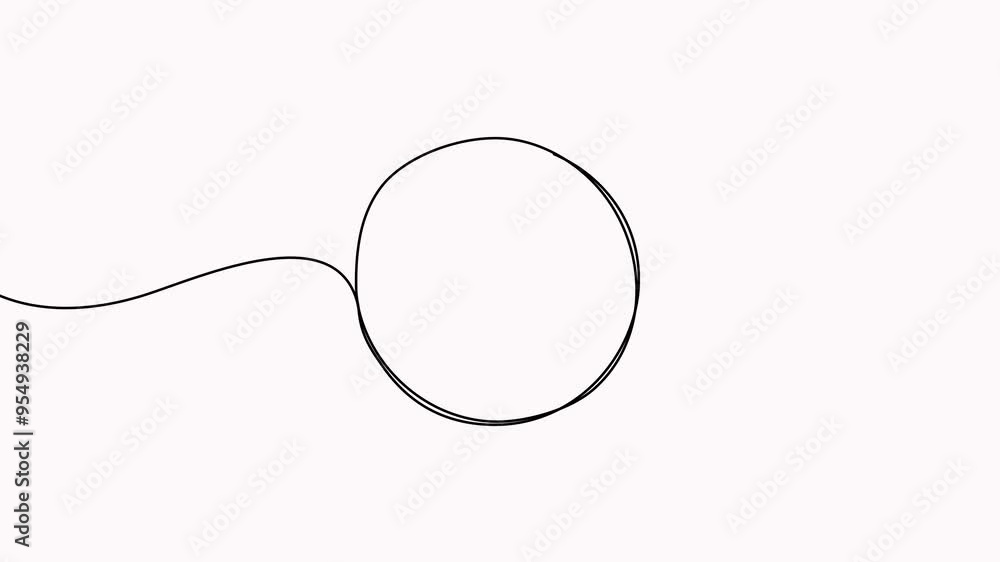 Poster animated circle continuous one line drawn. abstract round frame linear symbol animation.