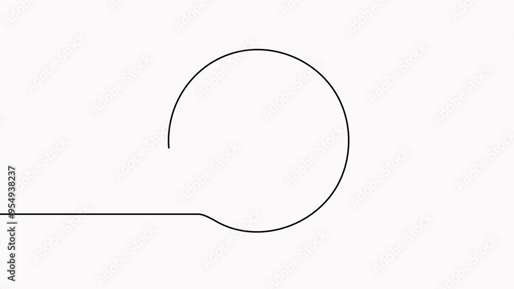 Poster animated circle continuous one line drawn. abstract round frame linear symbol animation.