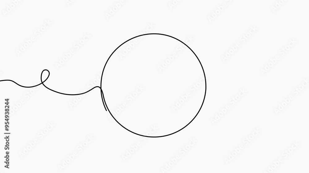 Poster animated circle continuous one line drawn. abstract round frame linear symbol animation.