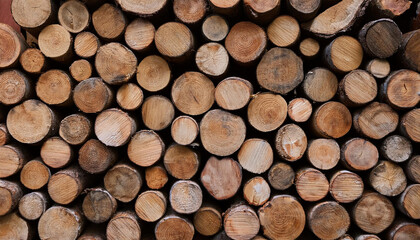 Stacked Logs Texture, Natural Background