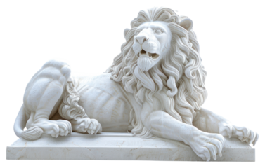 PNG  Majestic white marble lion sculpture