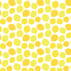 Seamless pattern of lemons on white background. Cute hand drawn groovy citrus fruit design for fabric prints.