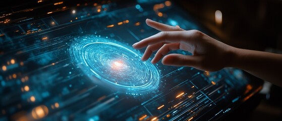 The tremendous possibilities of 6G technology are demonstrated through the interaction of a human hand with a holographic interface.
