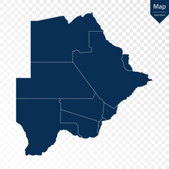 Fototapeta premium Transparent - High Detailed Blue Map of Botswana. Vector eps10.