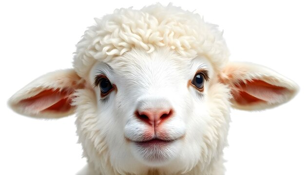 Sheep lamb face isolated on a white background
