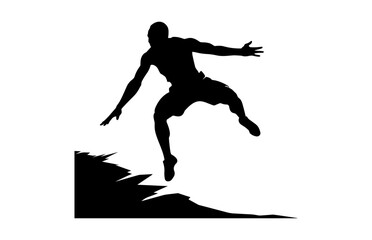 Man Jumping Clipart Silhouette, Long Jump Silhouette Vector