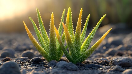 Stunning realistic photo capturing the vibrant Aloe Vera flower in full bloom