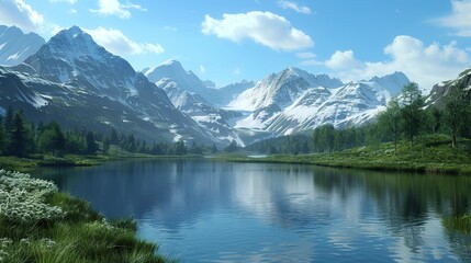 Lake and mountain wallpaper