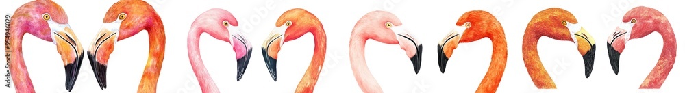 Poster With isolated background, a watercolor flamingo clipart illustration.