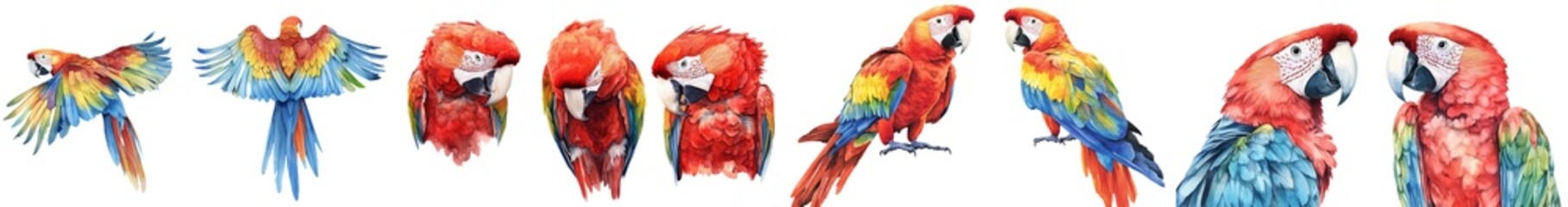 Obraz premium A watercolor clipart illustration of a parrot against an isolated background.