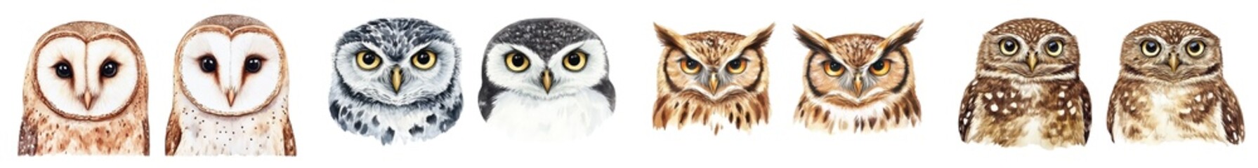 Naklejka premium Watercolor illustration of an owl isolated on a white background.