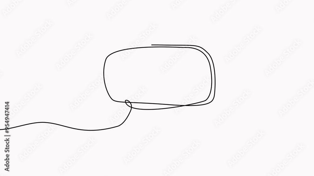 Poster speech bubble continuous one line drawing animation. chat linear symbol animated video. dialogue sig