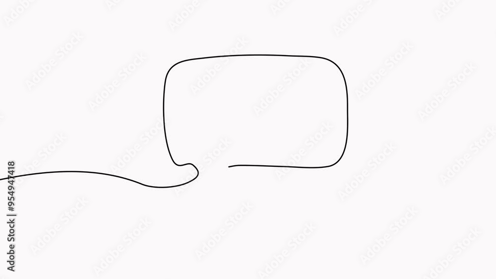 Poster speech bubble continuous one line drawing animation. chat linear symbol animated video. dialogue sig