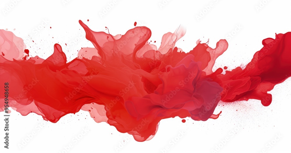 Poster an abstract splash of red paint creating a dynamic and vibrant visual effect.