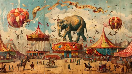 Fototapeta premium Circus poster wallpaper