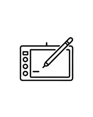 Vector illustration of a digital drawing tablet with a stylus.