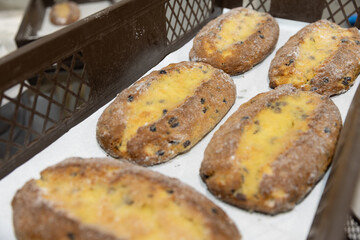Bäckerei rosinen Backwaren kuchen backen Zucker