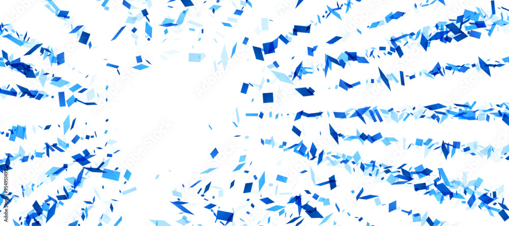 Poster an explosive burst of blue shards radiating from a central point, suggesting a dynamic and energetic