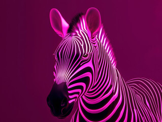 A zebra with a pinkish glow on its face