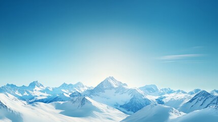 Fototapeta premium Snowy Mountain Range with Clear Blue Sky