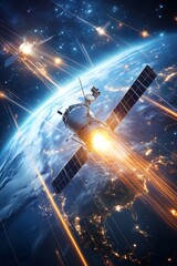 Spaceship Flying Over Earth.