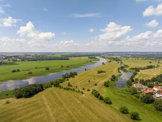 Elbe landscape on the Elbe river near Lutherstadt Wittenberg