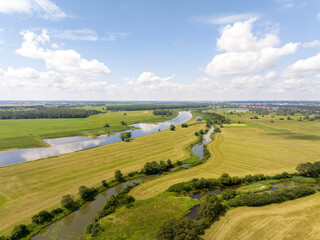 Elbe landscape on the Elbe river near Lutherstadt Wittenberg