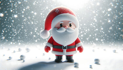 Naklejka premium Cute 3d santa claus standing in snow