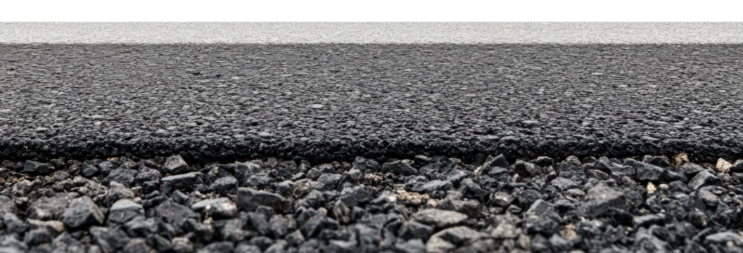 Asphalt road surface layer installation isolated on transparent background