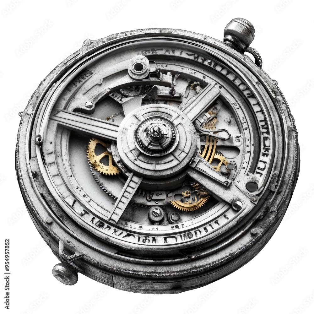 Poster intricate mechanical clockwork mechanism showcasing gears and precision engineering. a timeless symb