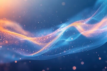 Obraz premium 曲线粒子波纹弯曲线条点线科技背景