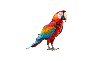 Fototapeta premium A scarlet macaw on a white background. Suitable for animal-themed designs, posters, and educational materials about birds