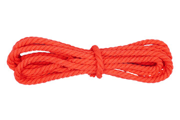 Bundled red rope isolated transparent