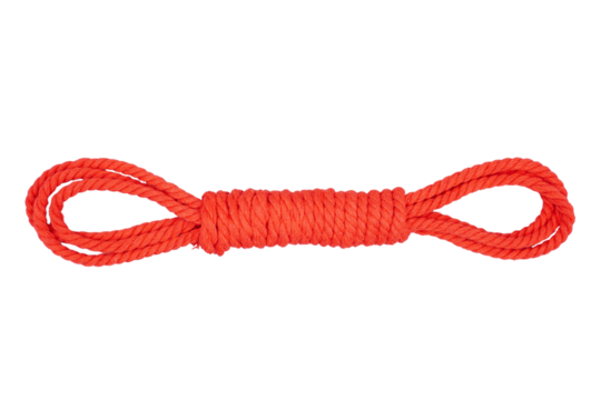 Bundled red rope isolated transparent