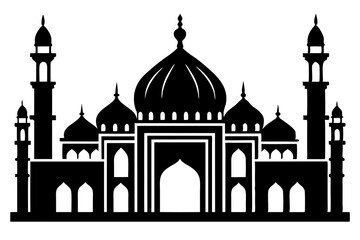 islamic mosque silhouette vector, black silhouette mosque vector illustration