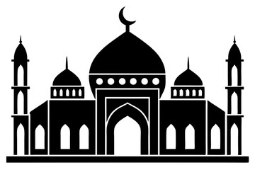 islamic mosque silhouette vector, black silhouette mosque vector illustration