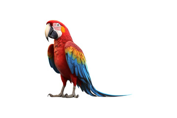 Fototapeta premium A scarlet macaw on a white background. Suitable for animal-themed designs, posters, and educational materials about birds