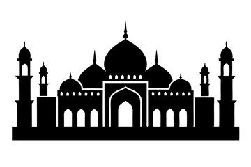 islamic mosque silhouette vector, black silhouette mosque vector illustration