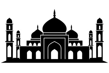 islamic mosque silhouette vector, black silhouette mosque vector illustration