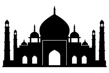 islamic mosque silhouette vector, black silhouette mosque vector illustration