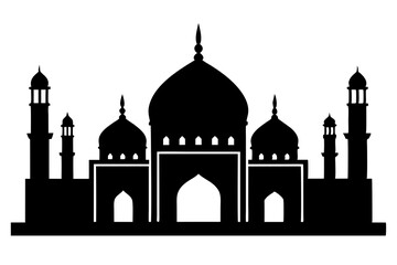 isolated black silhouette of a mosques collection, black silhouette mosque vector illustration
