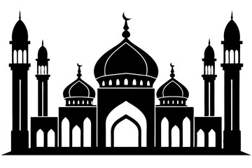 isolated black silhouette of a mosques collection, black silhouette mosque vector illustration