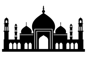isolated black silhouette of a mosques collection, black silhouette mosque vector illustration