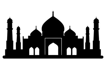 isolated black silhouette of a mosques collection, black silhouette mosque vector illustration