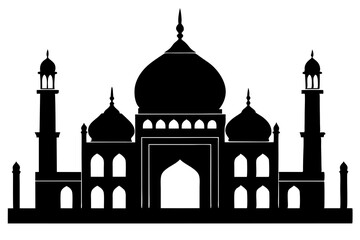 isolated black silhouette of a mosques collection, black silhouette mosque vector illustration