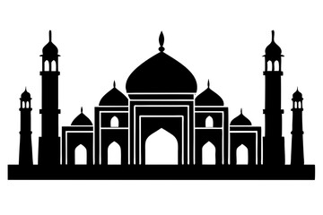 isolated black silhouette of a mosques collection, black silhouette mosque vector illustration