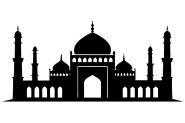 isolated black silhouette of a mosques collection, black silhouette mosque vector illustration